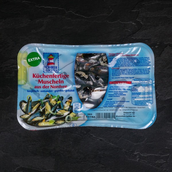 Föhrer Miesmuscheln "Extra" küchenfertig, 2,0 kg MAP