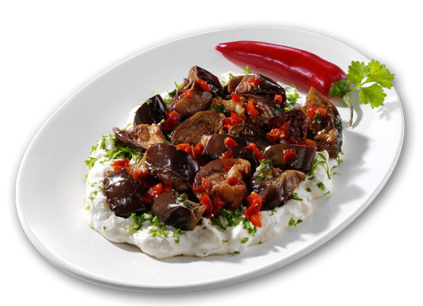Auberginen auf Knoblauch-Joghurt
